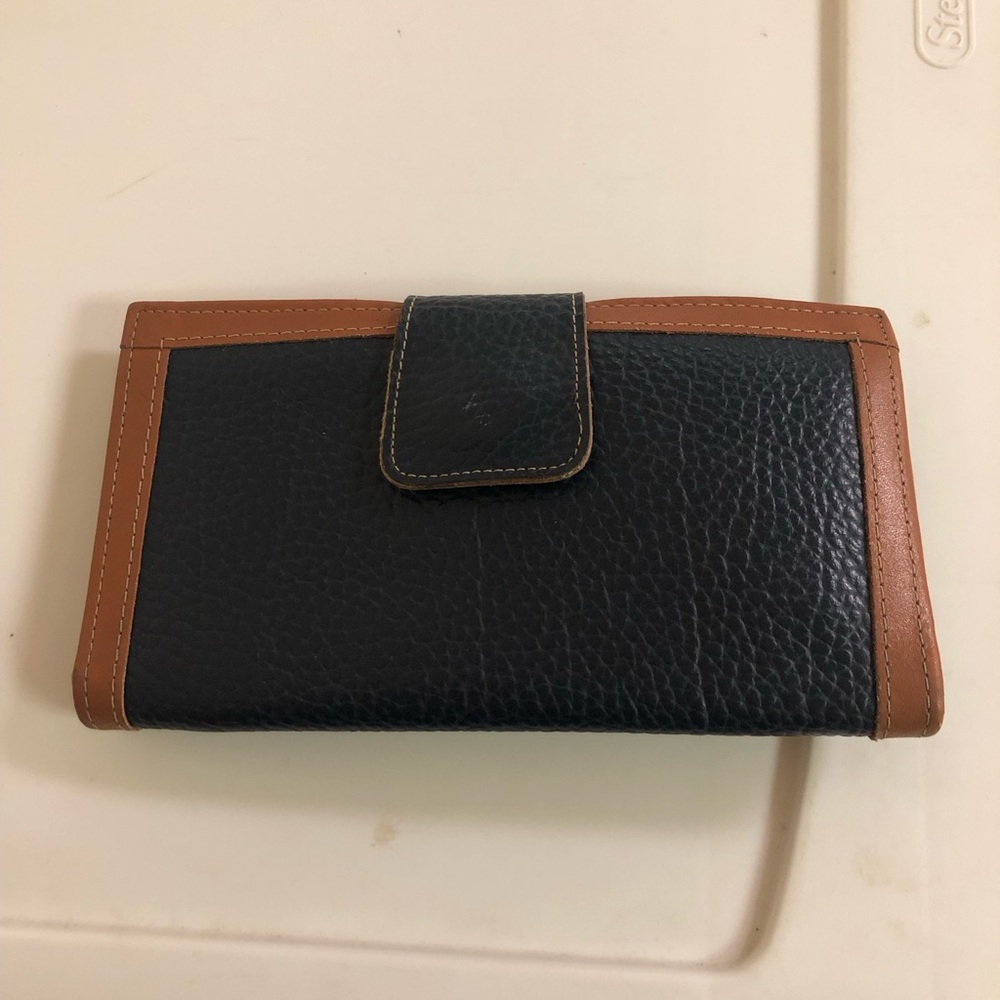 Dooney & Bourke Pebbled Leather Blue and Brown Wallet Checkbook - Picture 3 of 8